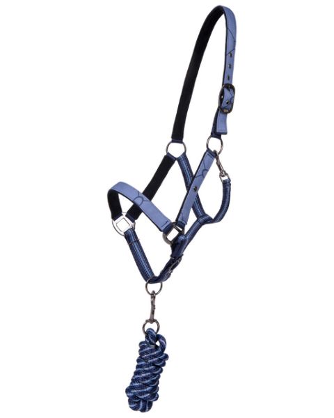 Picture of QHP Headcollar Set With Turnout Collection Country Blue