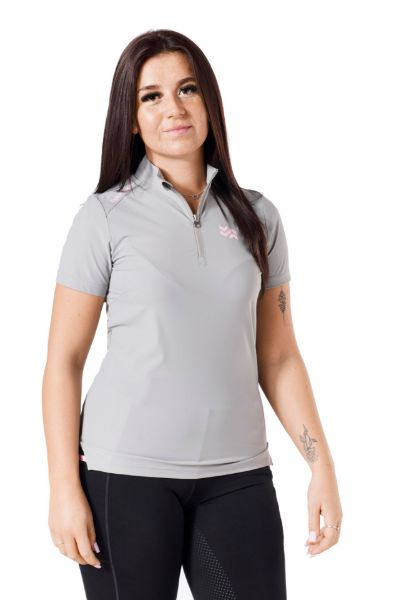 Picture of Firefoot Ladies Beswick Zip T-Shirt Grey / Pink