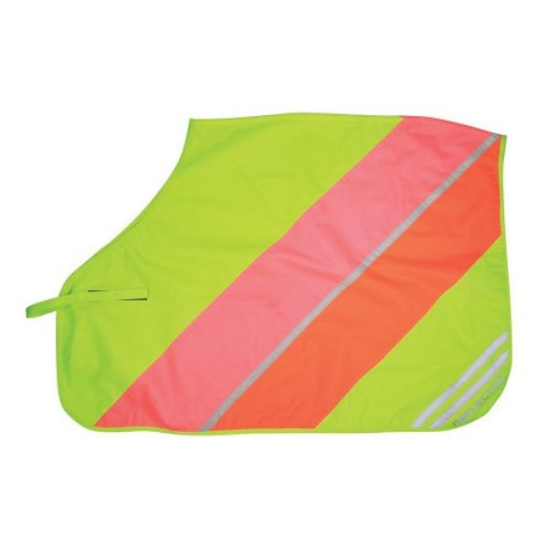 Picture of Hy Equestrian Reflector Quarter Mesh Exercise Sheet Yellow / Pink / Orange