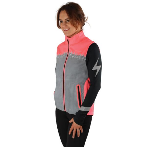 Picture of Hy Equestrian Silva Flash Lightweight Duo Reflective Gilet Pink / Reflective Silver