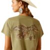 Picture of Ariat Womens Desert Scene Short Sleeved T-Shirt Oil Green 