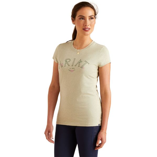 Picture of Ariat Womens Posey Short Sleeved T-Shirt Heather Laurel Green