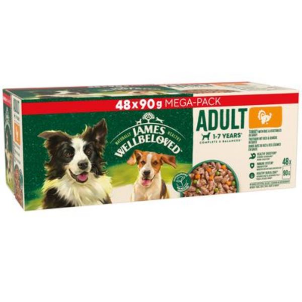 Picture of James Wellbeloved Dog - Adult Pouch Turkey & Rice In Gravy 48x90g