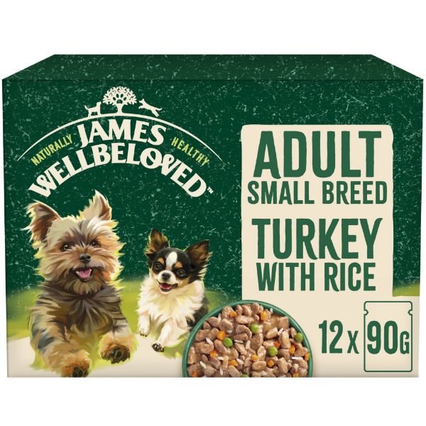 Picture of James Wellbeloved Dog - Adult Small Breed Pouch Turkey 12x90g