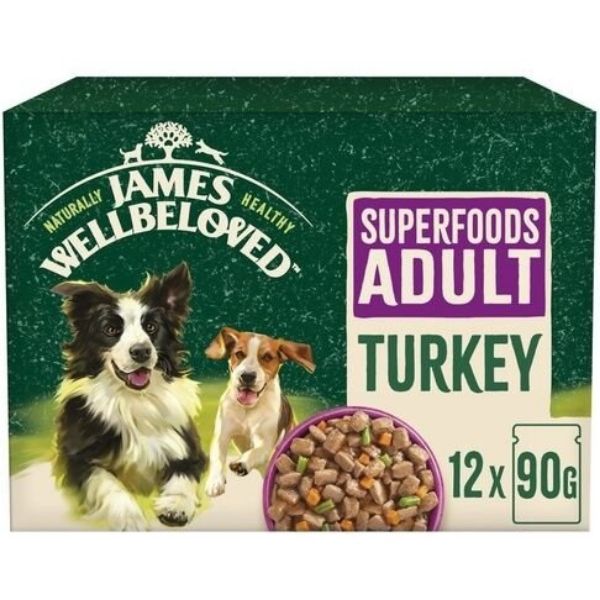 Picture of James Wellbeloved Dog - Adult Superfood Pouch Turkey 12x90g