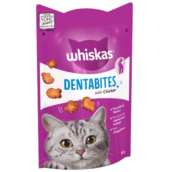 Picture of Whiskas Dentabites With Chicken Adult Cat Dental Treats 50g