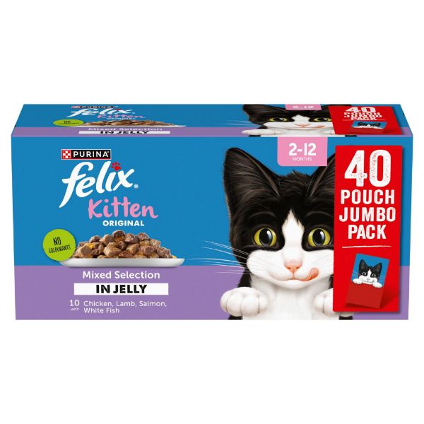 Rokers Save on Animal Feed Pet Supplies Big Pet Shop Brands Felix Original Kitten Mixed Selection in Jelly 40x85g