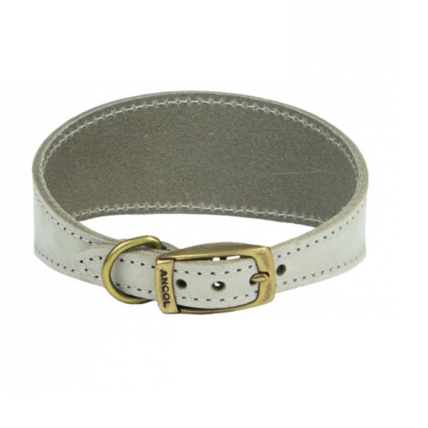 Picture of Ancol Timberwolf Whippet Leather Collar Light Grey 30-34cm Size 2