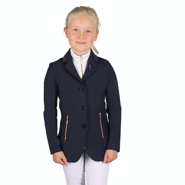 Picture of Hy Equestrian Children's Roka Royal Show Jacket Navy / Rose Gold Diamantes