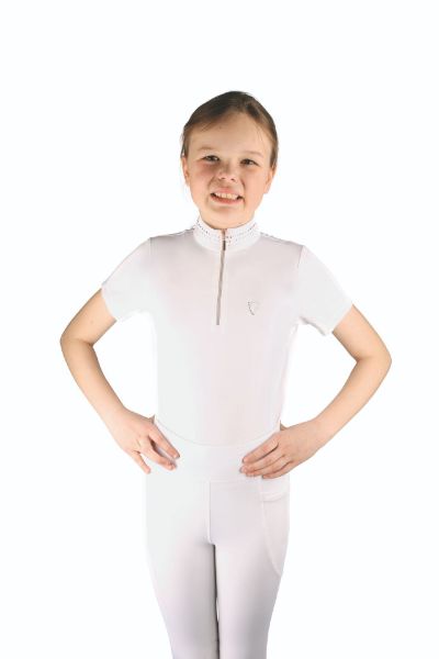 Picture of Hy Equestrian Childrens Roka Royal Show Shirt White / Rose Gold Diamantes