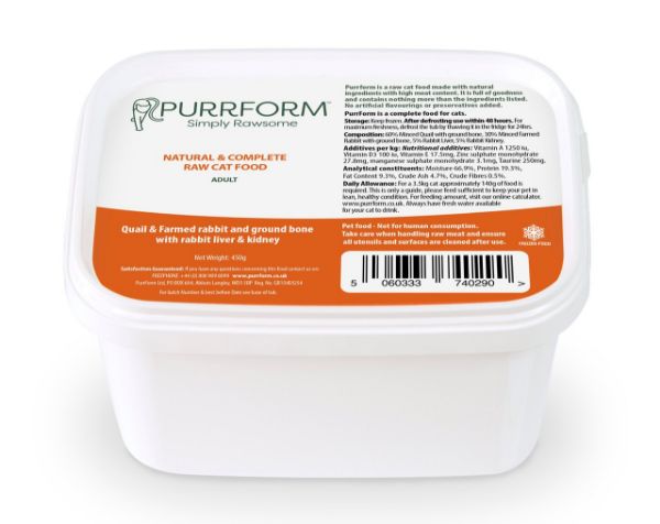 Picture of PurrForm Farmed Rabbit & Quail Tub 450g