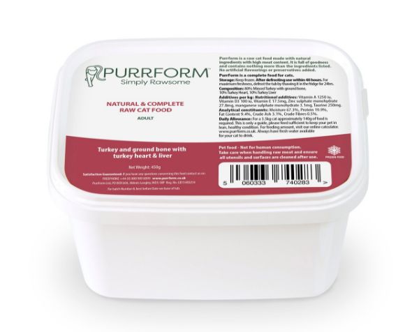 Picture of PurrForm Turkey wIth Heart & Liver Tub 450g