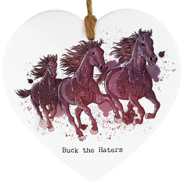 Picture of Vivid Squid Horsing Around Ceramic Heart Plaque - Buck The Haters