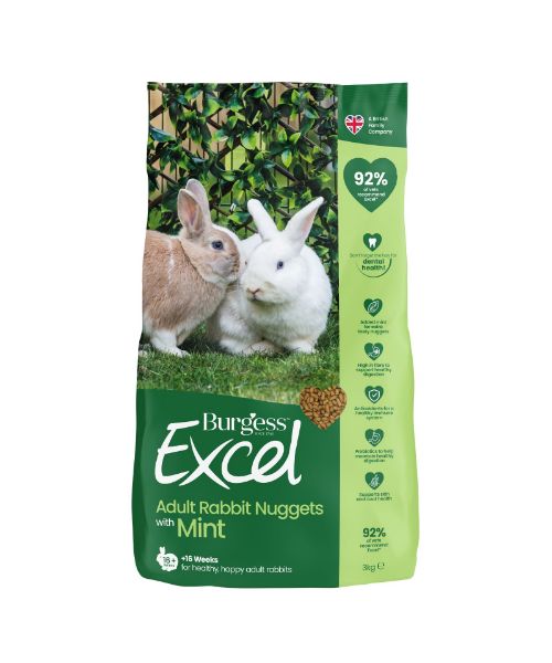 Picture of Burgess Rabbit - Excel Adult Nuggets With Mint 3kg