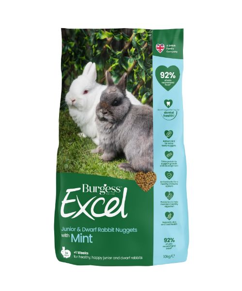 Picture of Burgess Rabbit - Excel Junior & Dwarf Nuggets With Mint 10kg