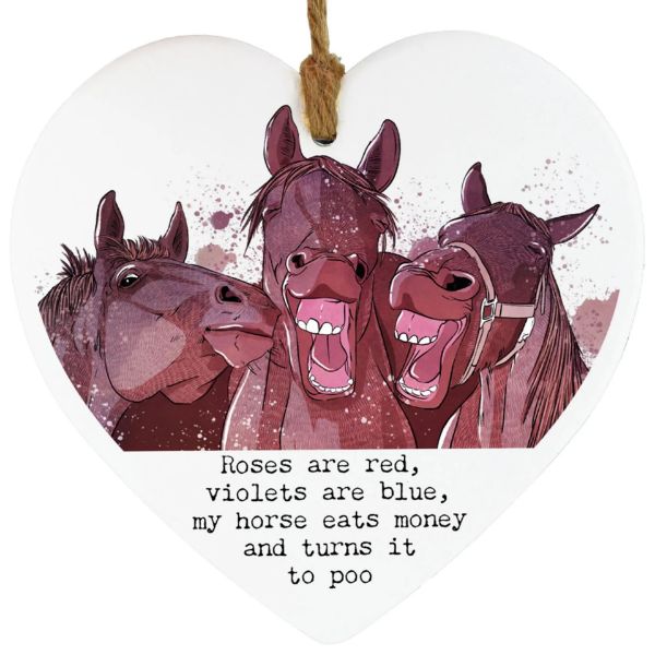 Picture of Vivid Squid Horsing Around Ceramic Heart Plaque - Roses Are Red