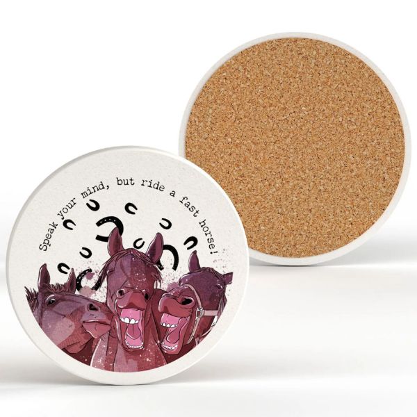 Picture of Vivid Squid Horsing Around Ceramic Round Coaster - Speak Your Mind