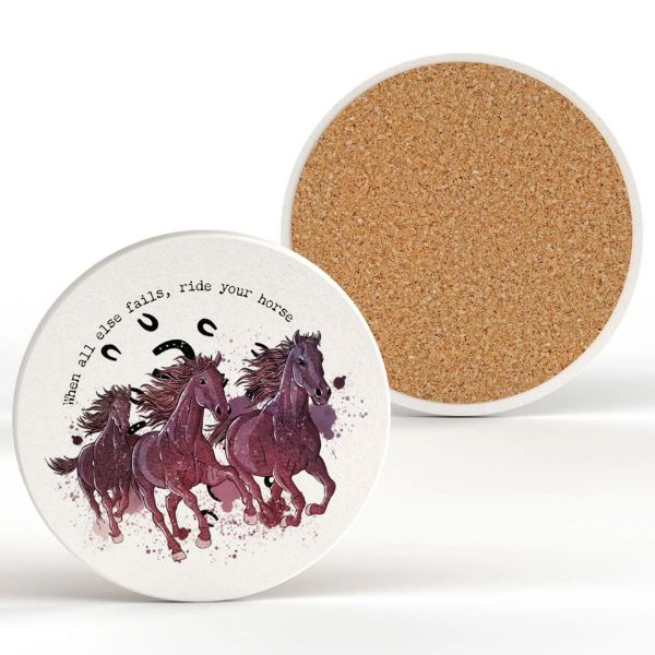 Picture of Vivid Squid Horsing Around Ceramic Round Coaster - When All Else Fails