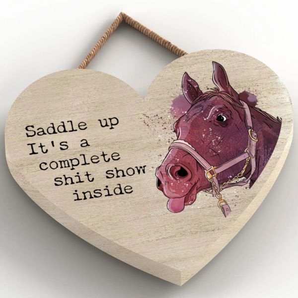 Picture of Vivid Squid Horsing Around Small Heart Plaque Saddle Up