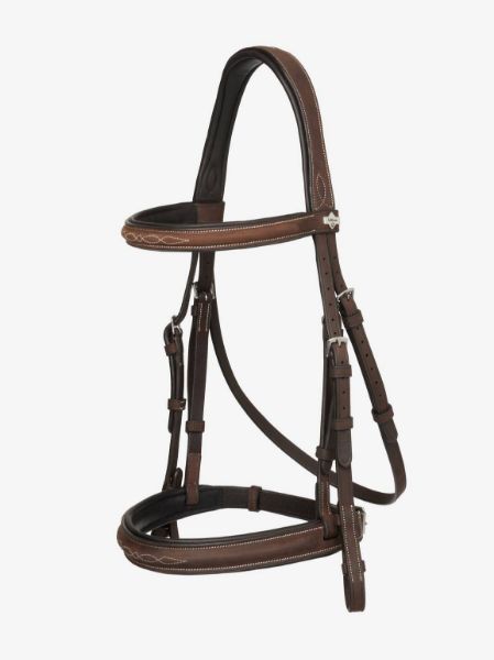 Picture of Le Mieux Stitched Hunter Bridle With Laced Reins Havana / Silver Full