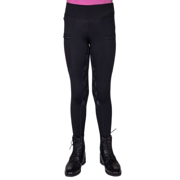 Picture of QHP Junior Riding Tights Lissie Full Grip Black