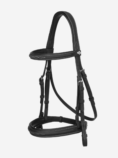 Picture of Le Mieux Stitched Hunter Bridle With Laced Reins Black / Silver 