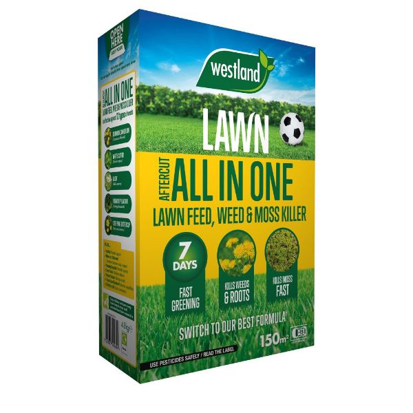 Picture of Aftercut All In One Lawn Feed, Weed & Moss Killer 150m2 Box