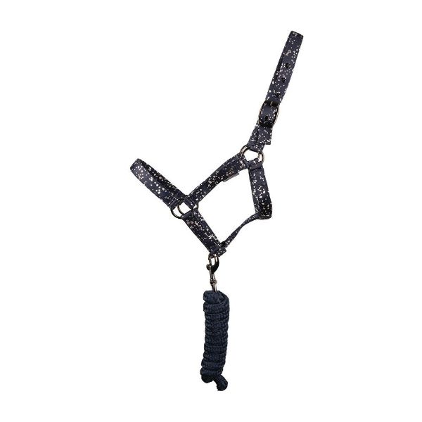 Picture of Hy Equestrian Elevate Allure Head Collar & Lead Rope Navy / Gun Metal Grey