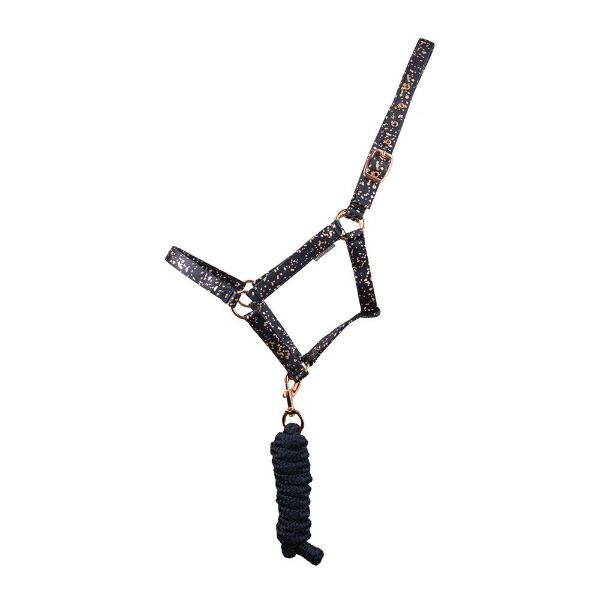Picture of Hy Equestrian Elevate Allure Head Collar & Lead Rope Navy / Rose Gold