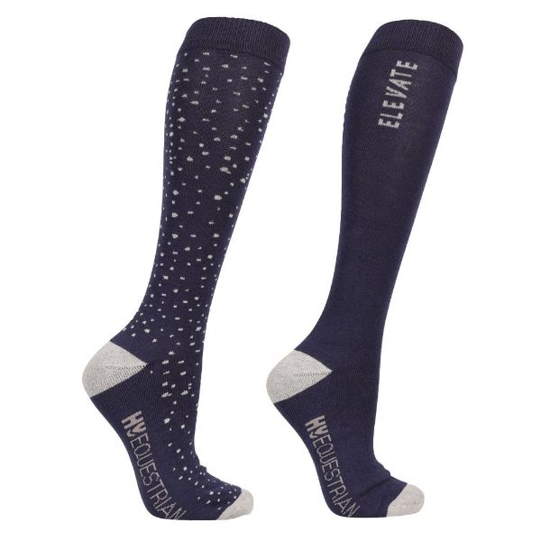 Picture of Hy Equestrian Elevate Allure Socks 2Pack Navy 4-8
